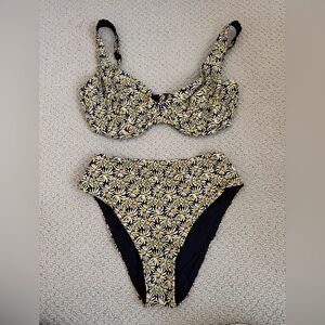 CUUP “Ditsy Bloom Sun” Black & Yellow Floral Bikini-Separates Available-36G/2S